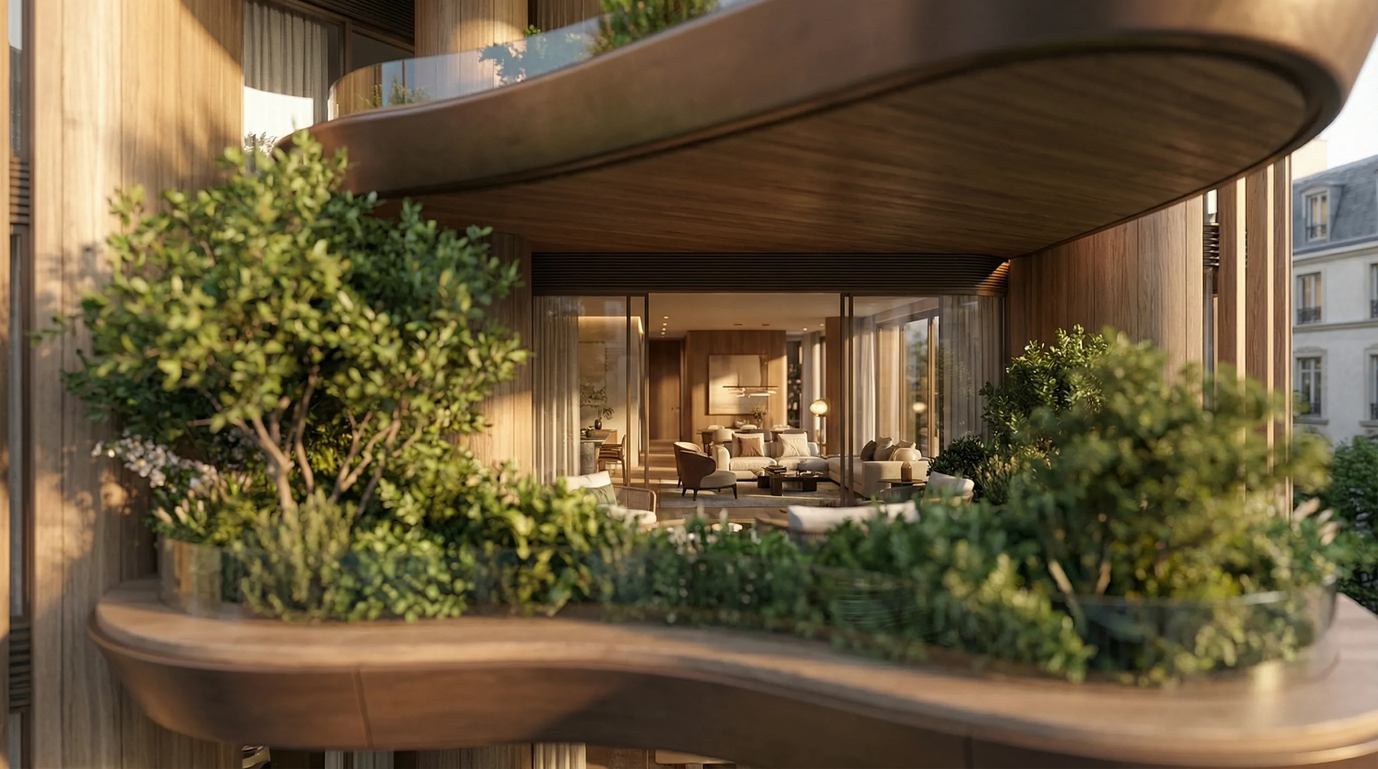 Faceted glass cultural hall with angular forms opening onto a public plaza.